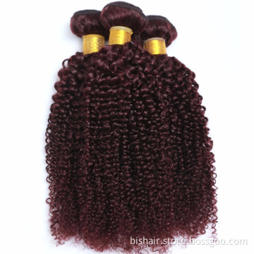 Top Quality 8A 9A 10A 99J Red Kinky Curly Bundles With Closure 4x4 Brazilian Human Hair Weave With Closure Remy Hair Extension